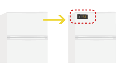 2ドア冷凍/冷蔵庫90Lに基盤を組み込み、消費電力を表示 のイメージ